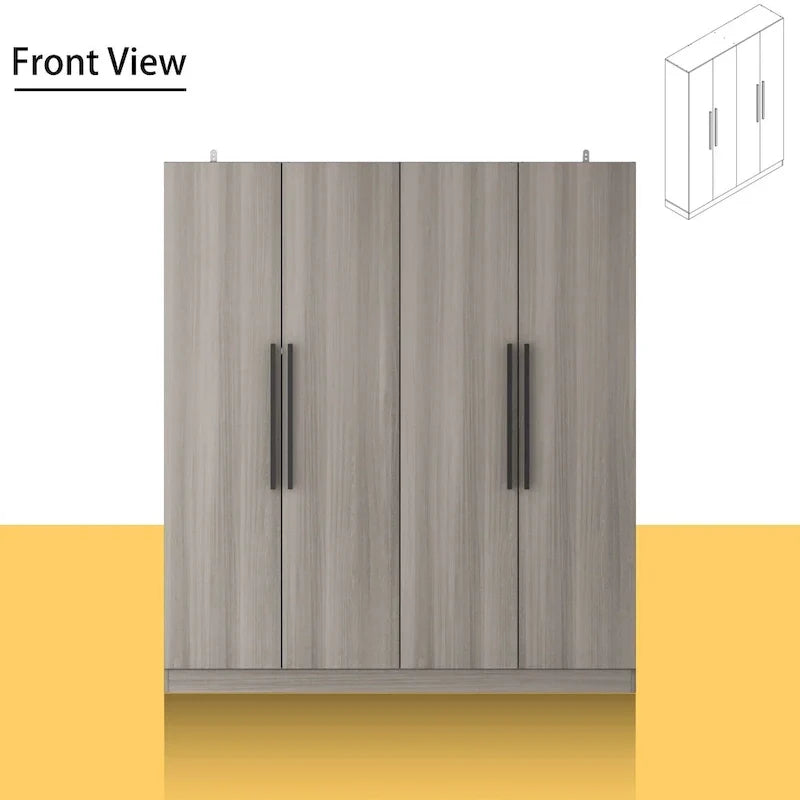 Armoire moderne autoportante en bois massif avec étagères de rangement