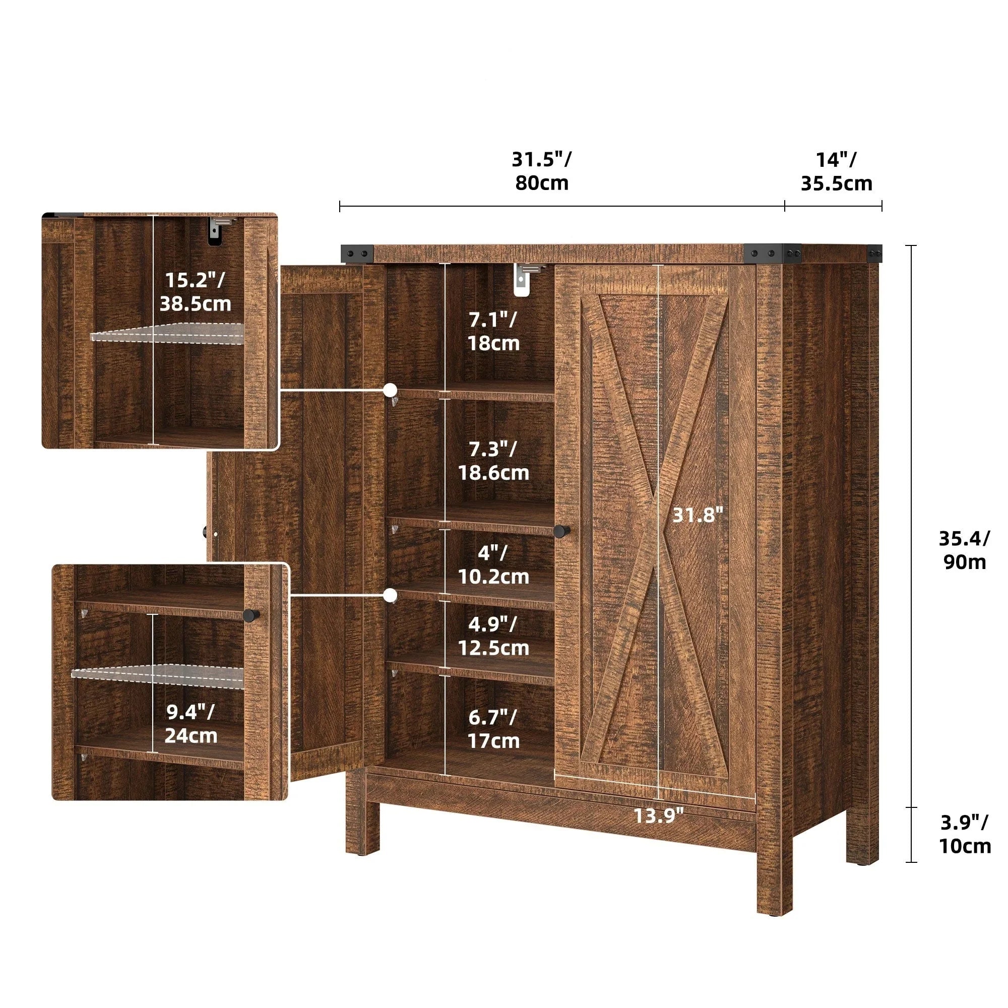Meuble de rangement pour chaussures Moasis à 5 niveaux et 20 paires avec portes doubles pour entrée