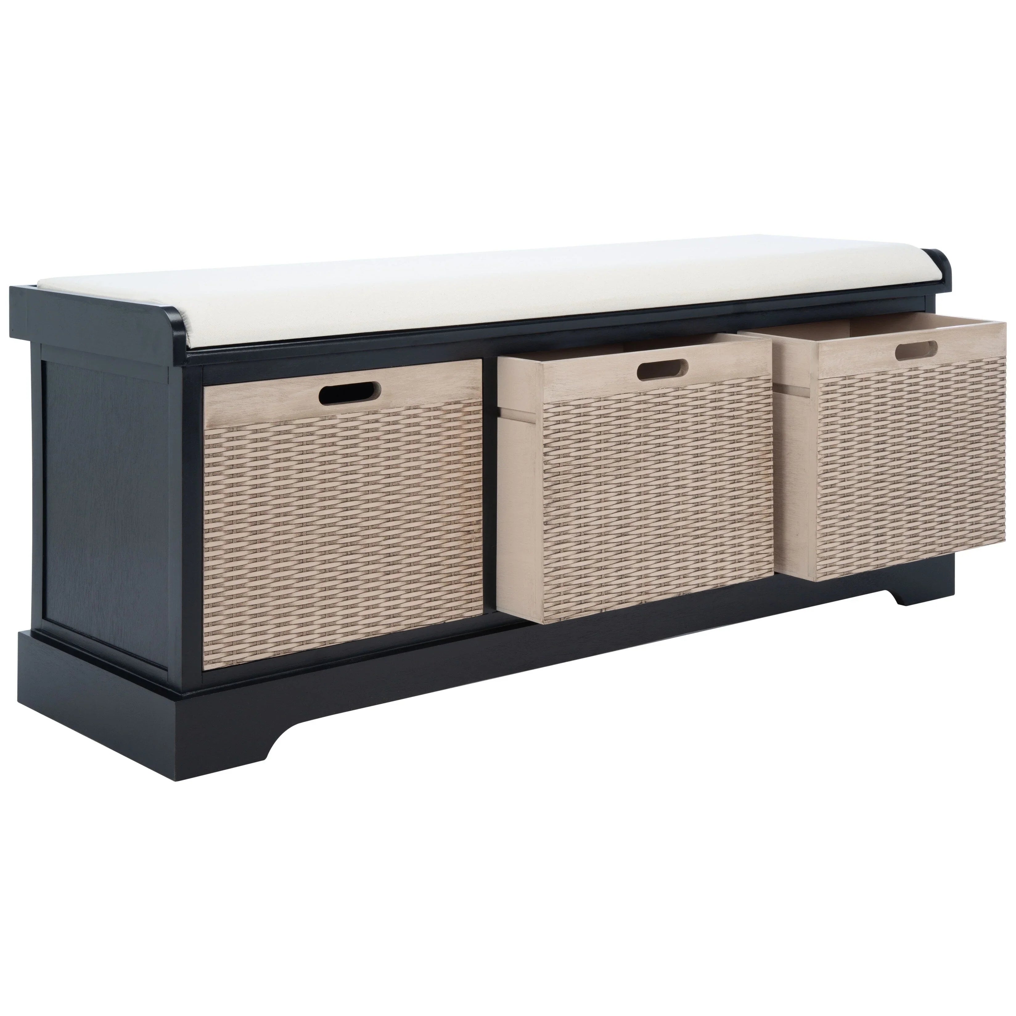 Banc de rangement SAFAVIEH Fiorello 3 tiroirs avec coussin - 47,3 L x 15 P x 19 H - 47Lx15Px19H