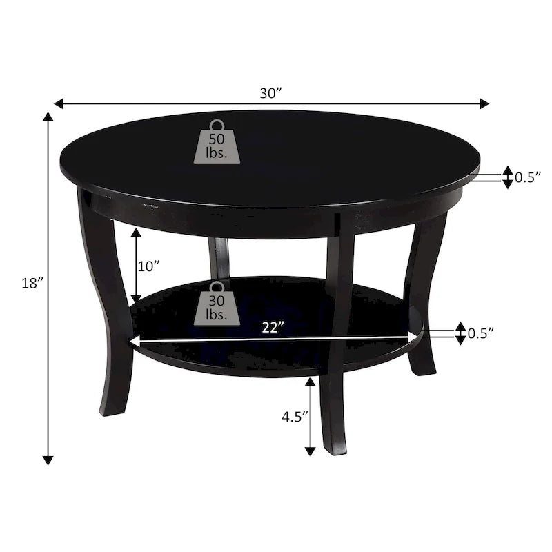 Table basse ronde avec étagère