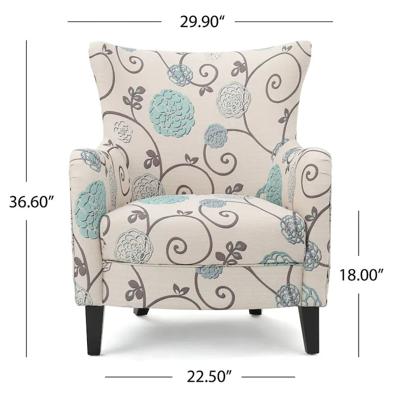 Fauteuil rembourré à dossier haut avec pieds en bois Modern Retro 30.25 pour le salon