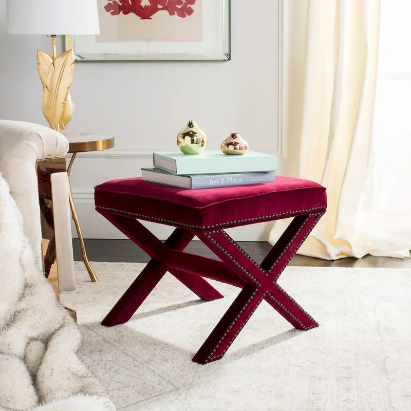 SAFAVIEH Shavonne Ottoman banc en X