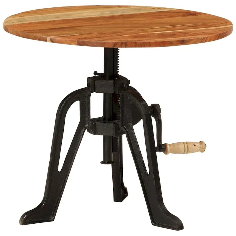 vidaXL Table d'appoint Table basse ronde Bout de canapé Bois massif et fonte