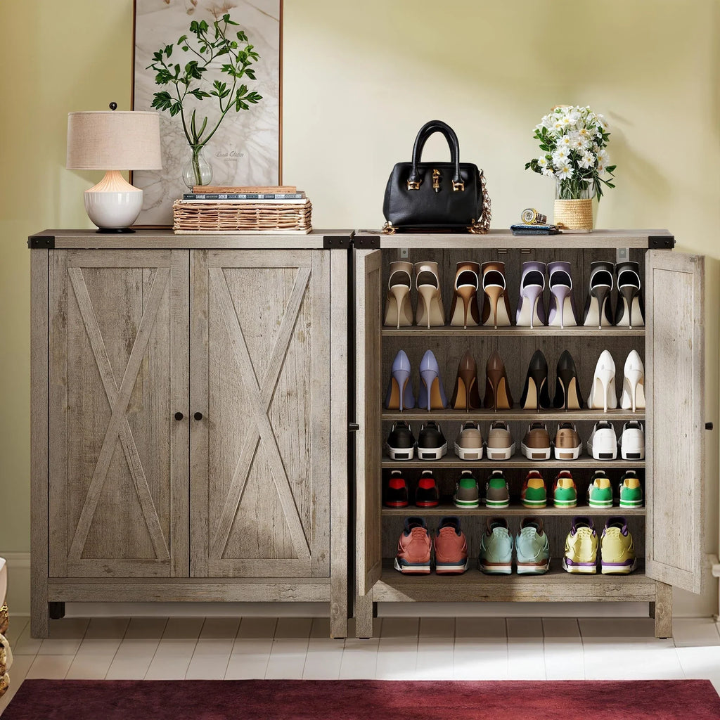 Meuble de rangement pour chaussures Moasis à 5 niveaux et 20 paires avec portes doubles pour entrée