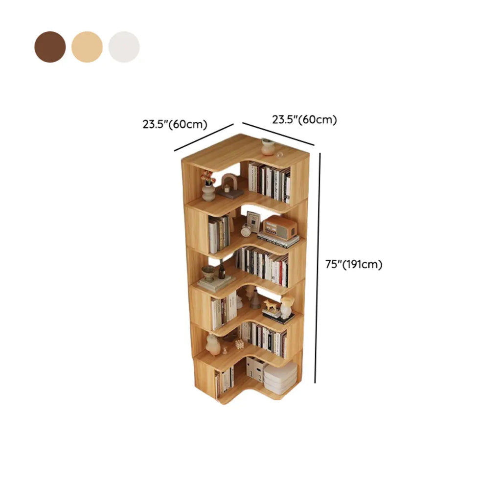 Étagère d'angle en bois manufacturé à 6 tablettes