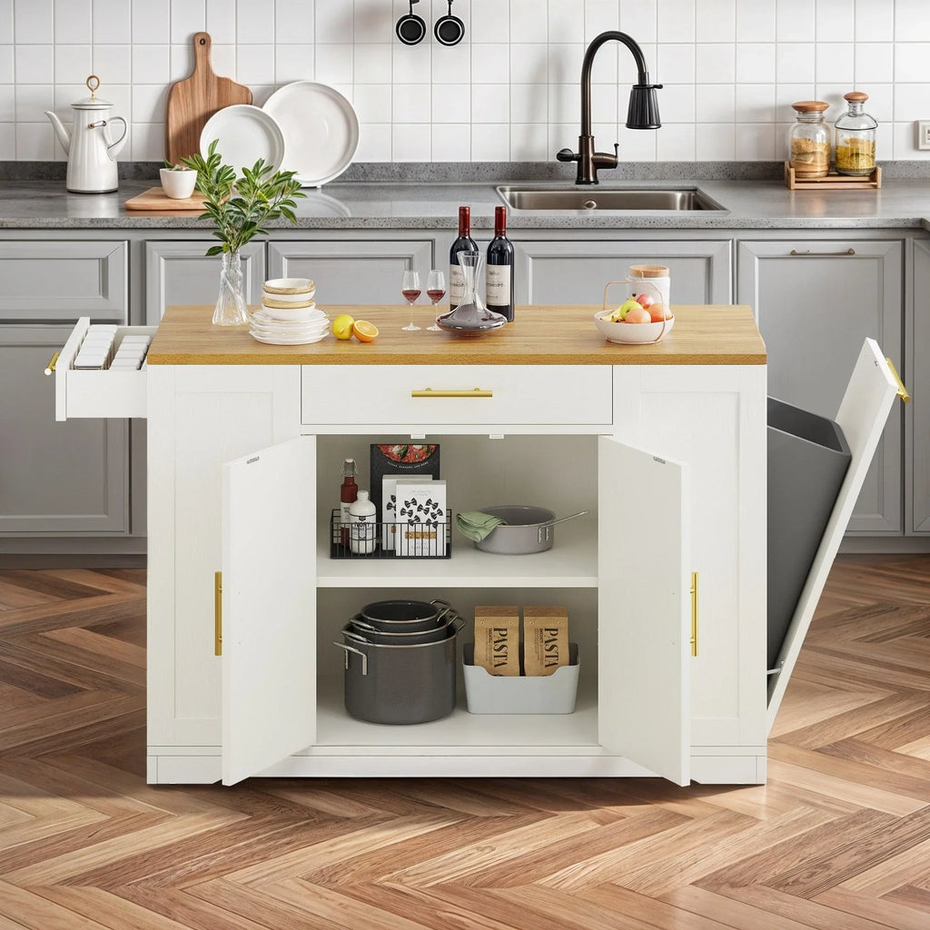 Moasis 53 pouces, îlot de cuisine roulant, armoire de rangement, chariot de cuisine mobile portable