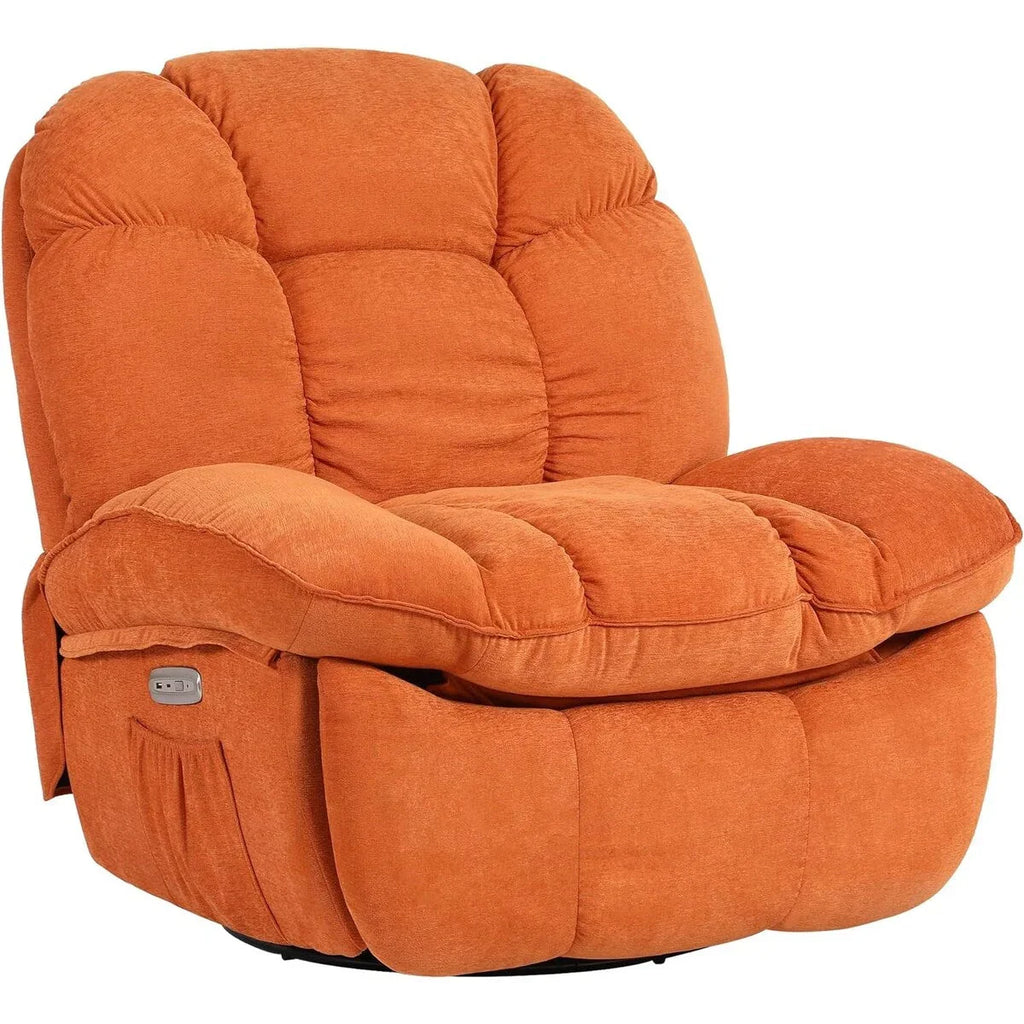 Fauteuil inclinable pivotant XINMICS, Fauteuils inclinables à bascule de massage avec fonction chauffante, ports USB, USB-C et pochette latérale