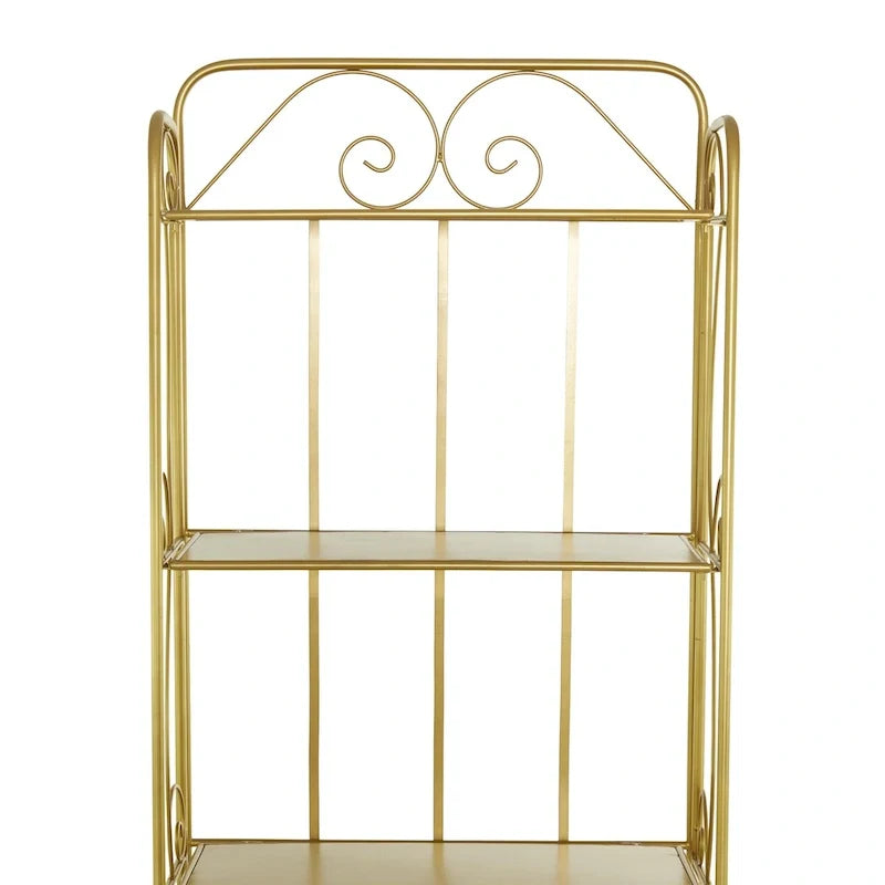 Étagère de Boulanger Pliable Haute à 5 Niveaux en Métal Décoratif pour Intérieur/Extérieur - Or ou Blanc - Roche River Decor
