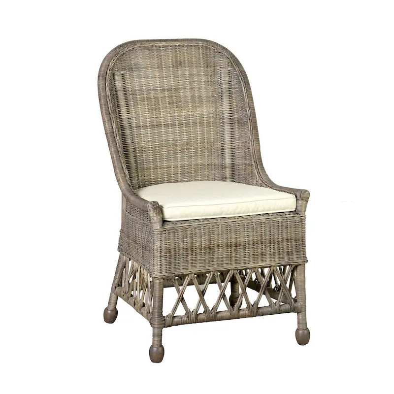 Chaise d'appoint de salle à manger capitonnée en rotin naturel par East at Main