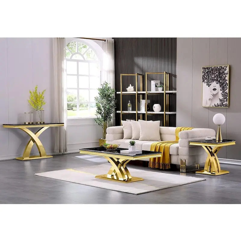 Table basse moderne de 48 po, table basse rectangulaire avec piédestal en X, tables basses pour salon