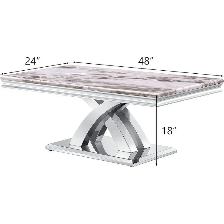 Table basse moderne de 48 po, table basse rectangulaire avec piédestal en X, tables basses pour salon