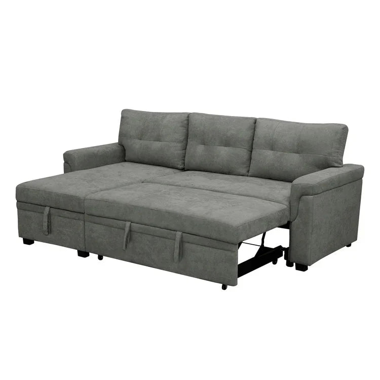 Canapé d'angle réversible avec lit gigogne, méridienne de rangement, pieds durables,