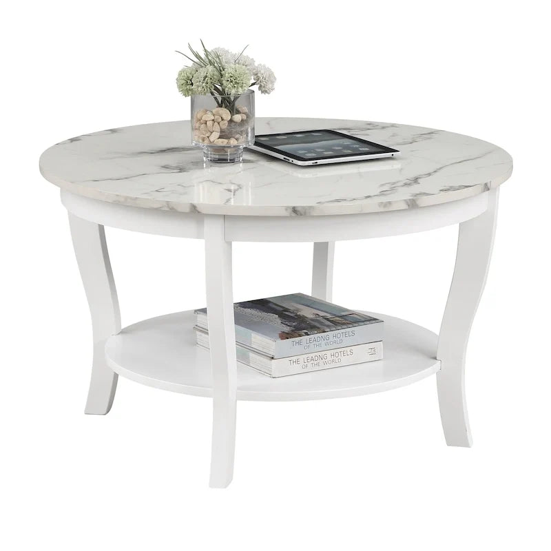 Table basse ronde avec étagère