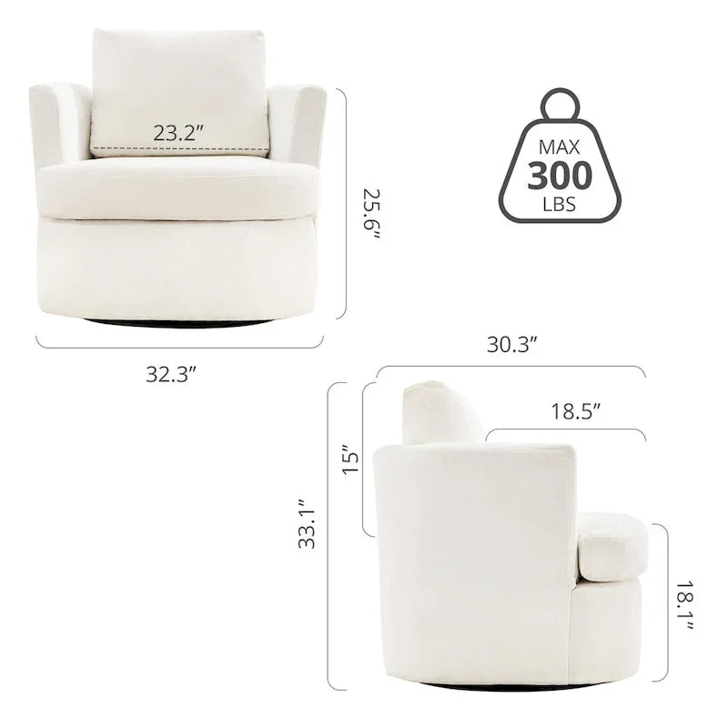 Fauteuils pivotants modernes Chenille pour salon