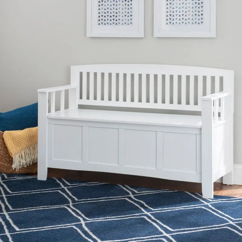 Banc d'entrée Migdalia avec rangement, dossier à lattes et plateau relevable