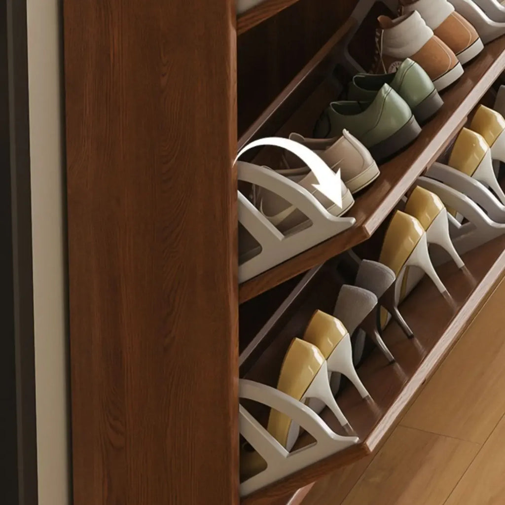 Meuble à chaussures traditionnel réglable à 3 niveaux en bois massif