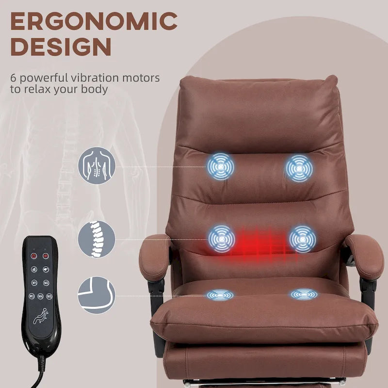 Fauteuil de bureau massant, chauffant et inclinable en microfibre Vinsetto avec vibrations