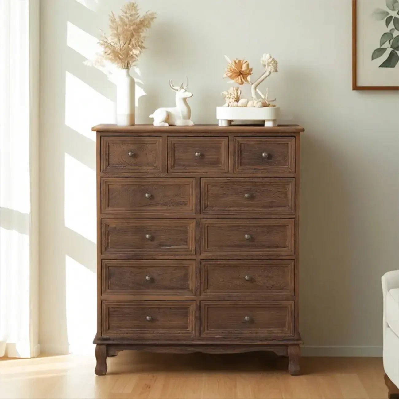 Meuble d'appoint rustique en bois marron pour salon