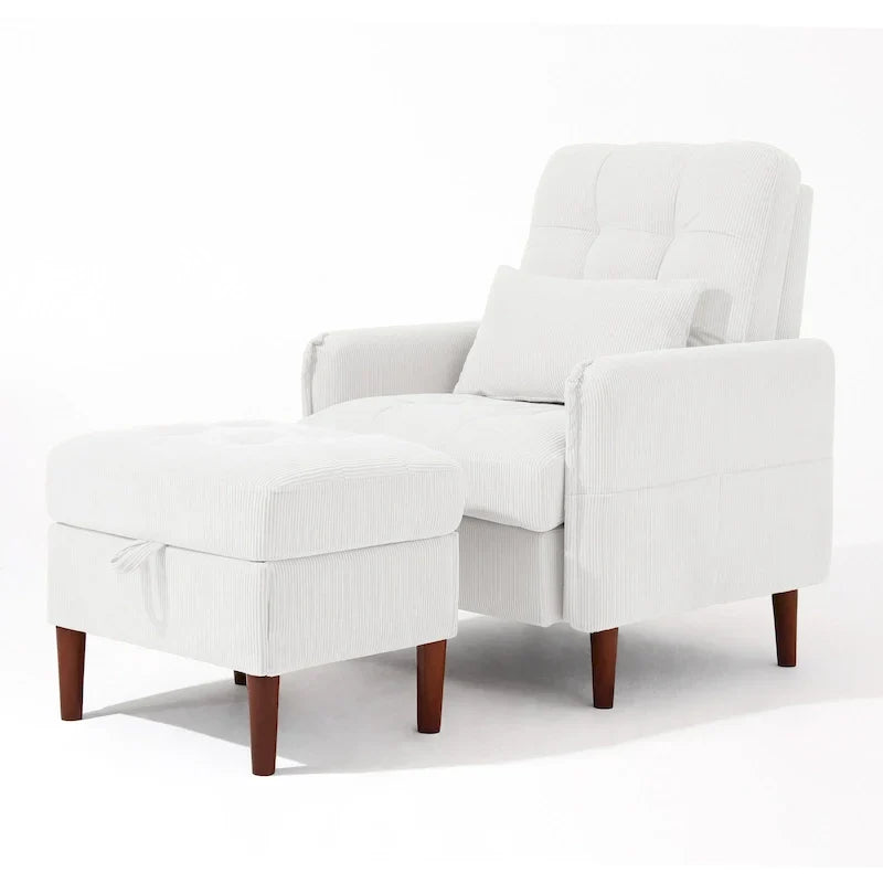 Fauteuil de salon moderne UIXE avec pouf de rangement et dossier réglable