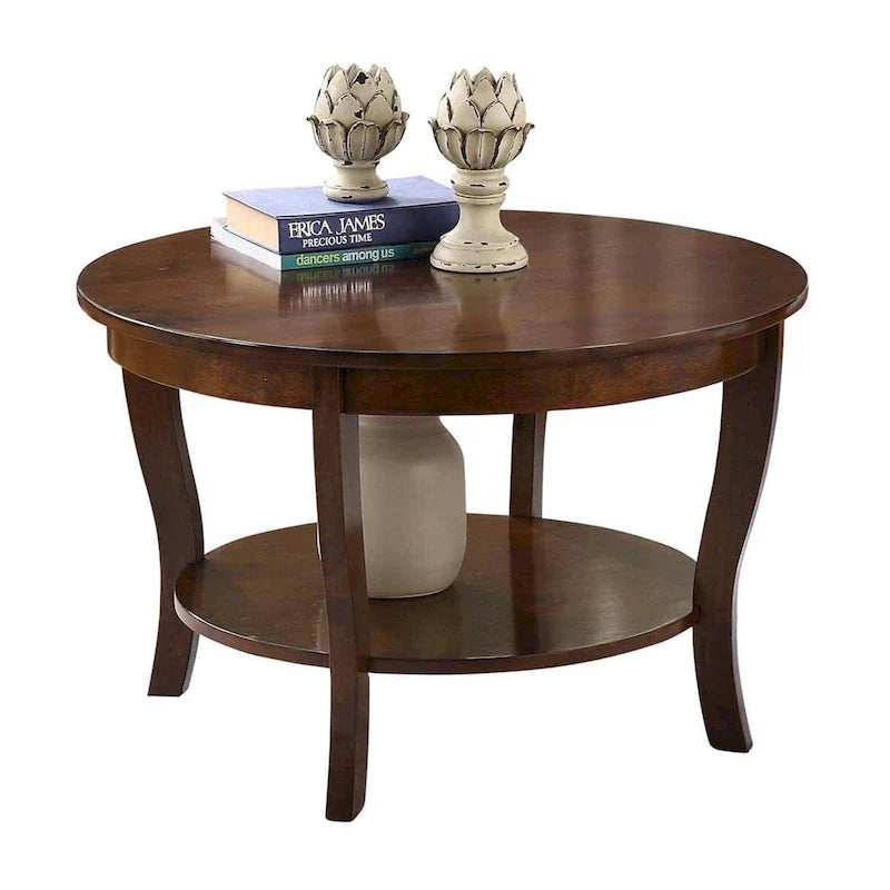 Table basse ronde avec étagère