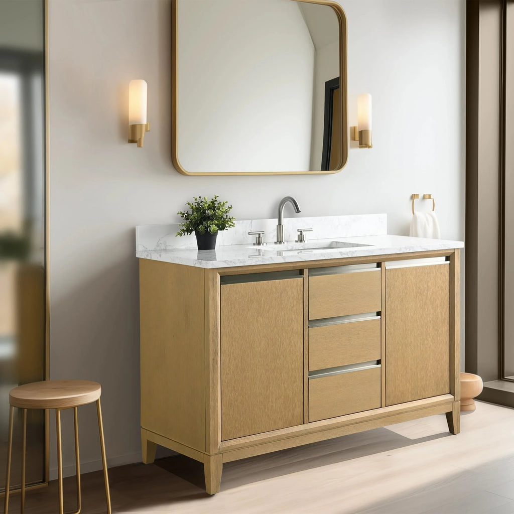 Meuble-lavabo Vanity Art avec évier en céramique et dessus en marbre reconstitué