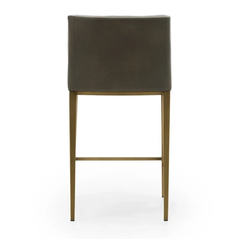 Tabouret de comptoir contemporain Modrest Fairview gris et laiton