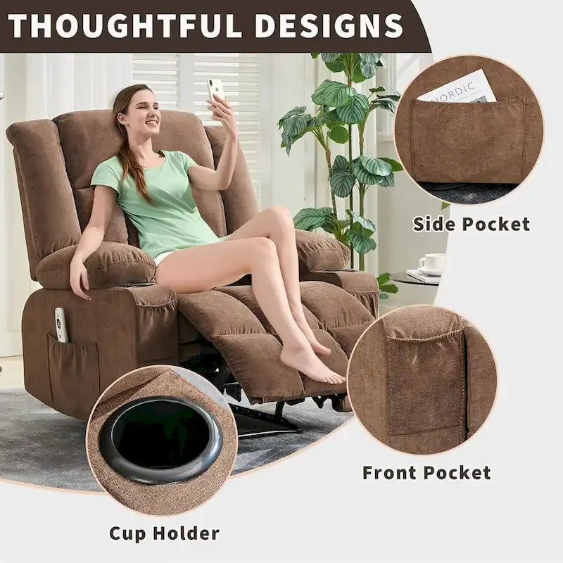 Fauteuil inclinable télécommandé avec fonction chauffage et massage