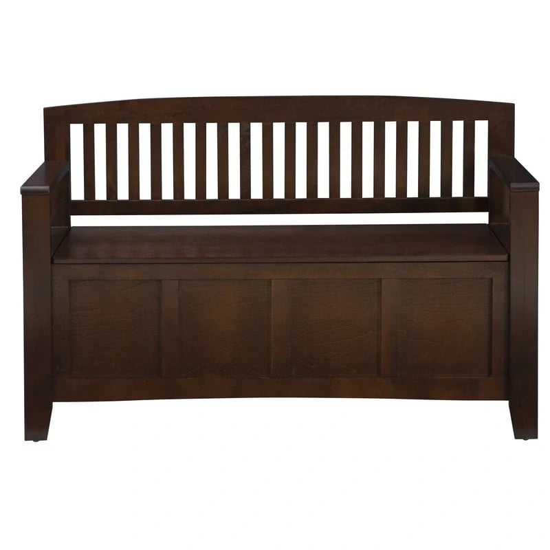 Banc d'entrée Migdalia avec rangement, dossier à lattes et plateau relevable