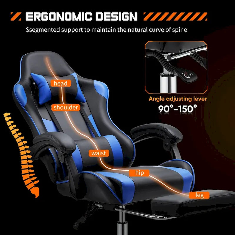 Chaise de bureau de jeu pivotante en cuir PU