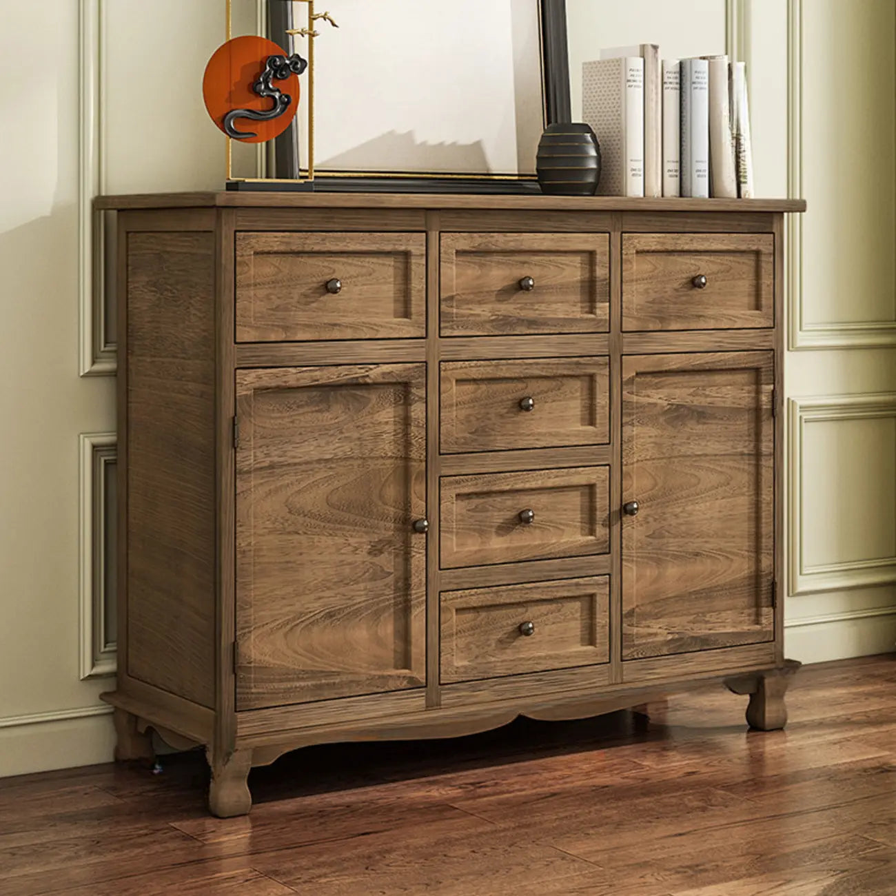 Meuble d'appoint rustique en bois marron pour salon