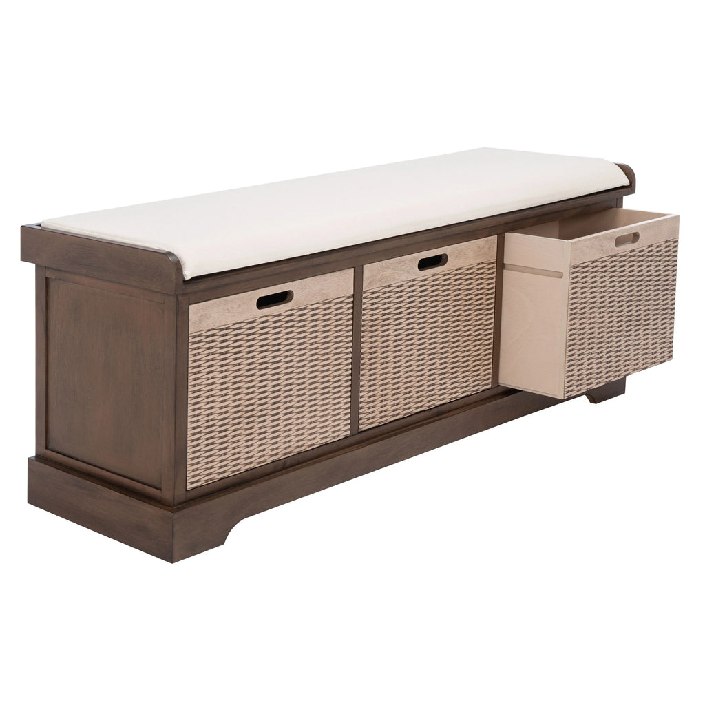 Banc de rangement SAFAVIEH Fiorello 3 tiroirs avec coussin - 47,3 L x 15 P x 19 H - 47Lx15Px19H