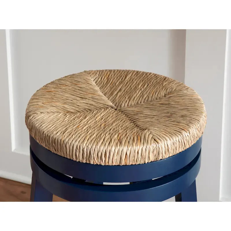 Tabouret de comptoir pivotant sans dossier Maya avec assise en jonc de mer