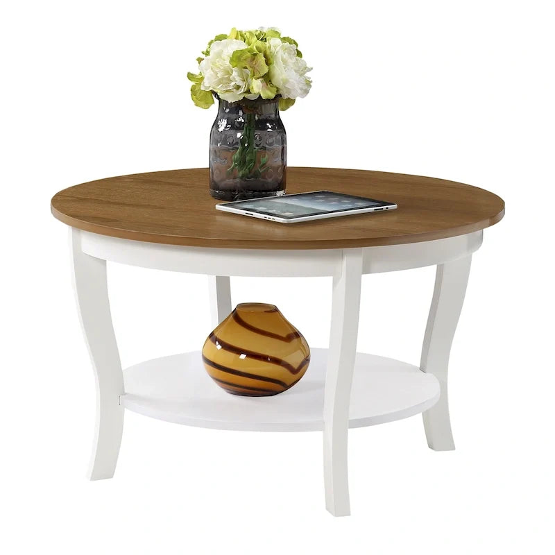 Table basse ronde avec étagère