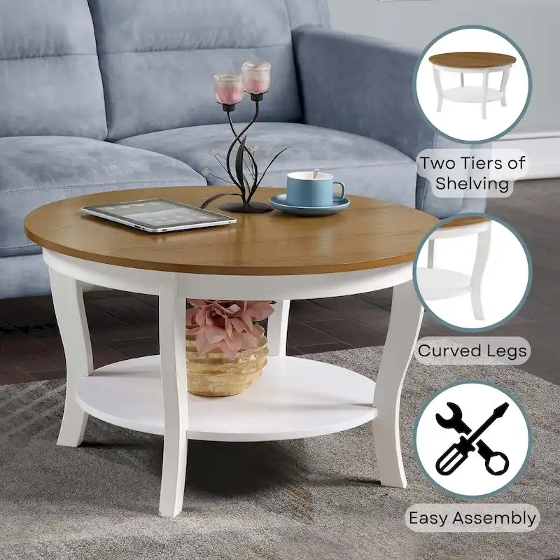 Table basse ronde avec étagère