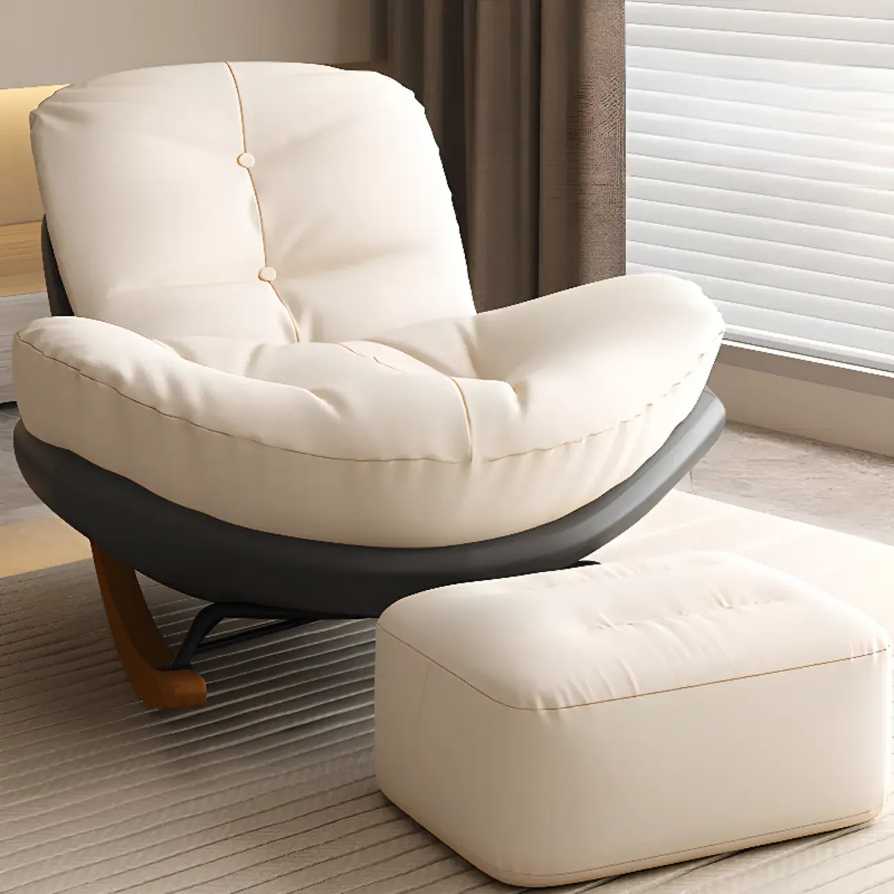 Fauteuil à bascule scandinave rembourré avec ottoman en option