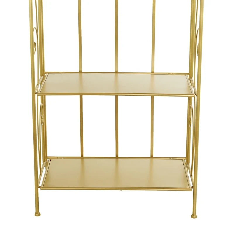 Étagère de Boulanger Pliable Haute à 5 Niveaux en Métal Décoratif pour Intérieur/Extérieur - Or ou Blanc - Roche River Decor