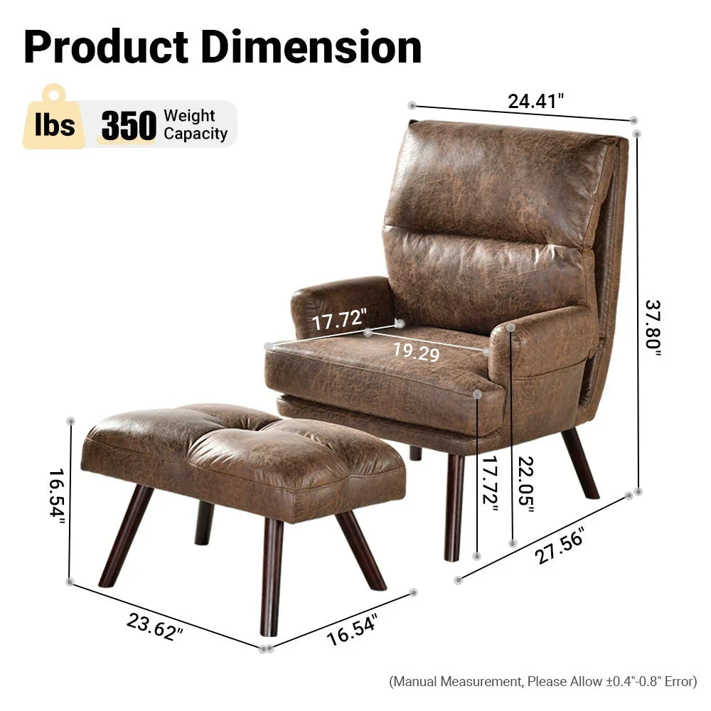 Chaise longue inclinable réglable OVIOS avec ottoman