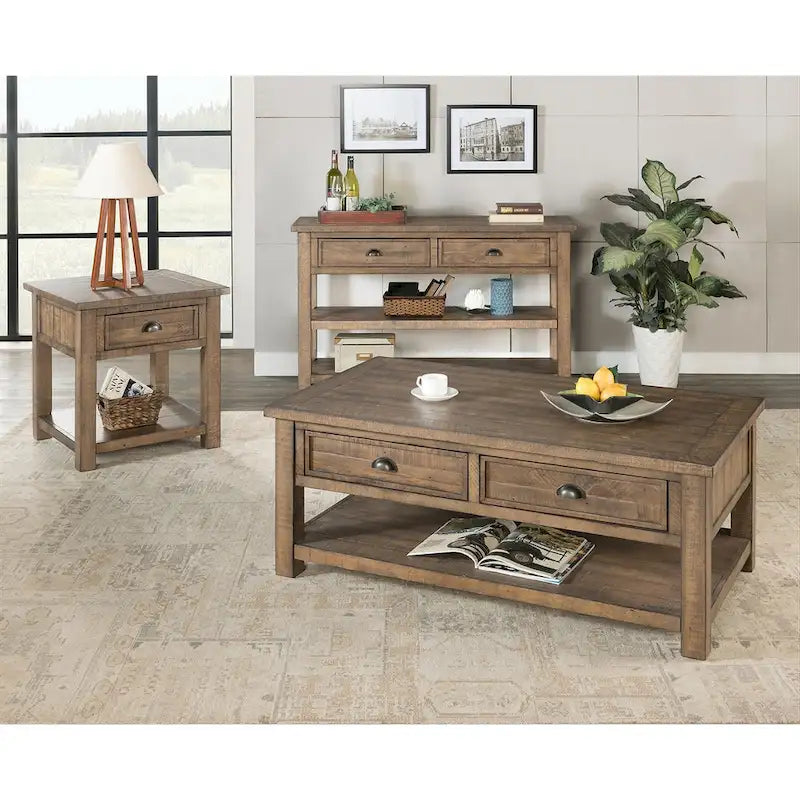 The Gray Barn Downington Table console de canapé à 2 tiroirs en bois massif
