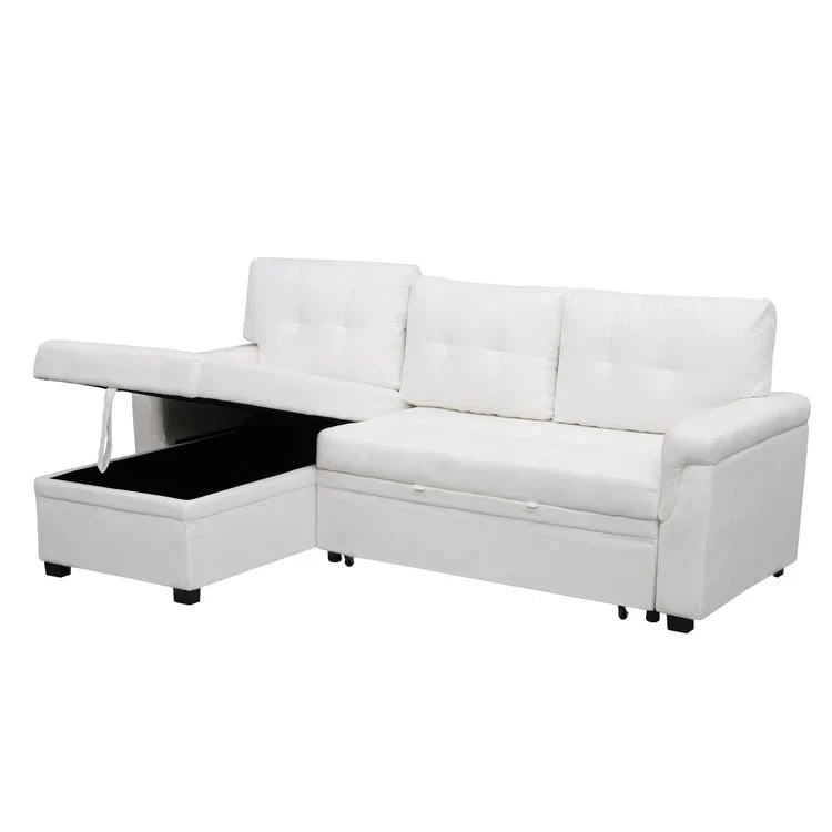 Canapé d'angle réversible avec lit gigogne, méridienne de rangement, pieds durables,