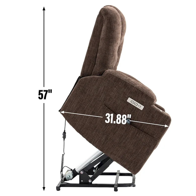 Fauteuil inclinable Power Lift avec massage et chaleur, fauteuils inclinables larges et rembourrés Lazy Boy avec ports USB, Type C et 2 porte-gobelets en acier