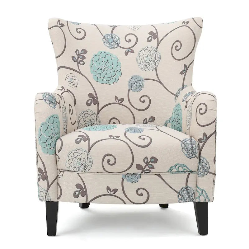 Fauteuil rembourré à dossier haut avec pieds en bois Modern Retro 30.25 pour le salon