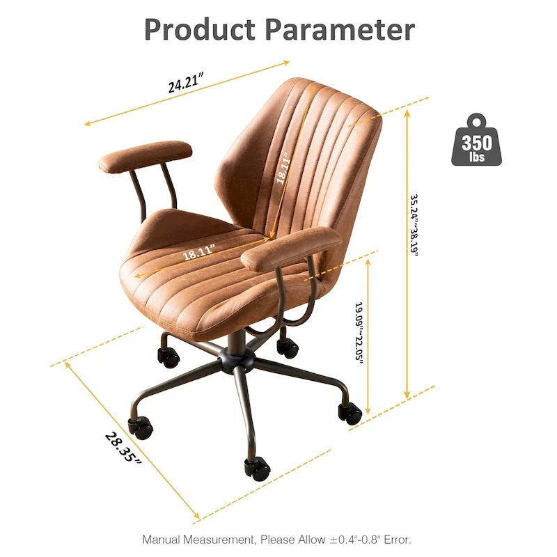 Chaise de bureau ergonomique en suède avec support lombaire