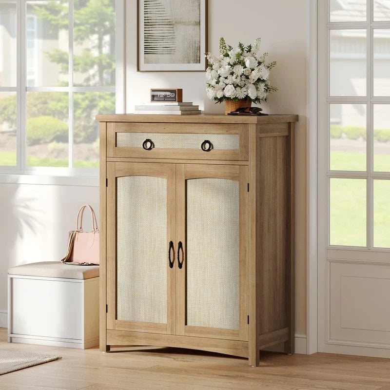 Meuble de rangement pour chaussures Moasis à 5 niveaux et 20 paires avec portes doubles pour entrée