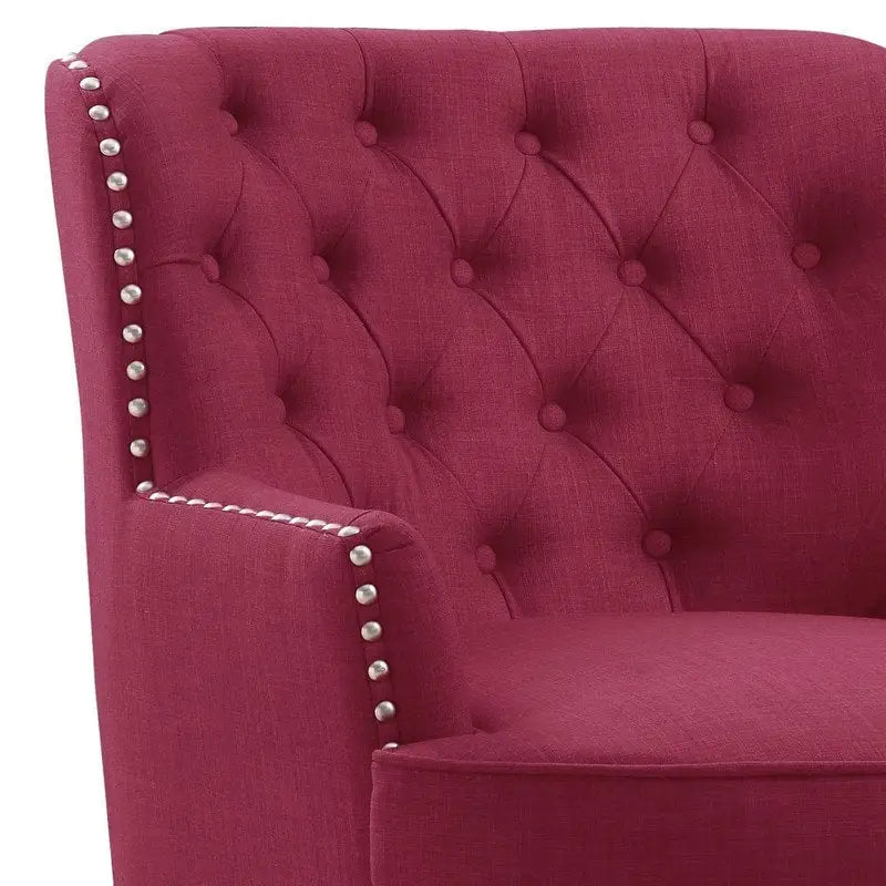 Moser Bay Mignon Fauteuil d'appoint à oreilles capitonné large de 76 cm en velours et lin