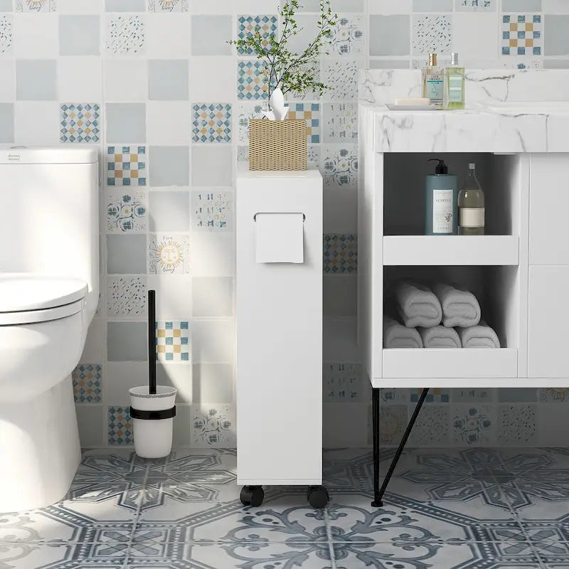 Petit meuble de rangement de salle de bain avec trous pour papier