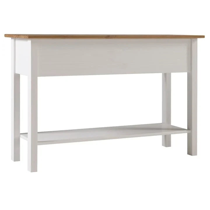Console de couloir rustique en pin massif, blanc cérusé / marron antique / gris cérusé / non peinte, 3 tiroirs