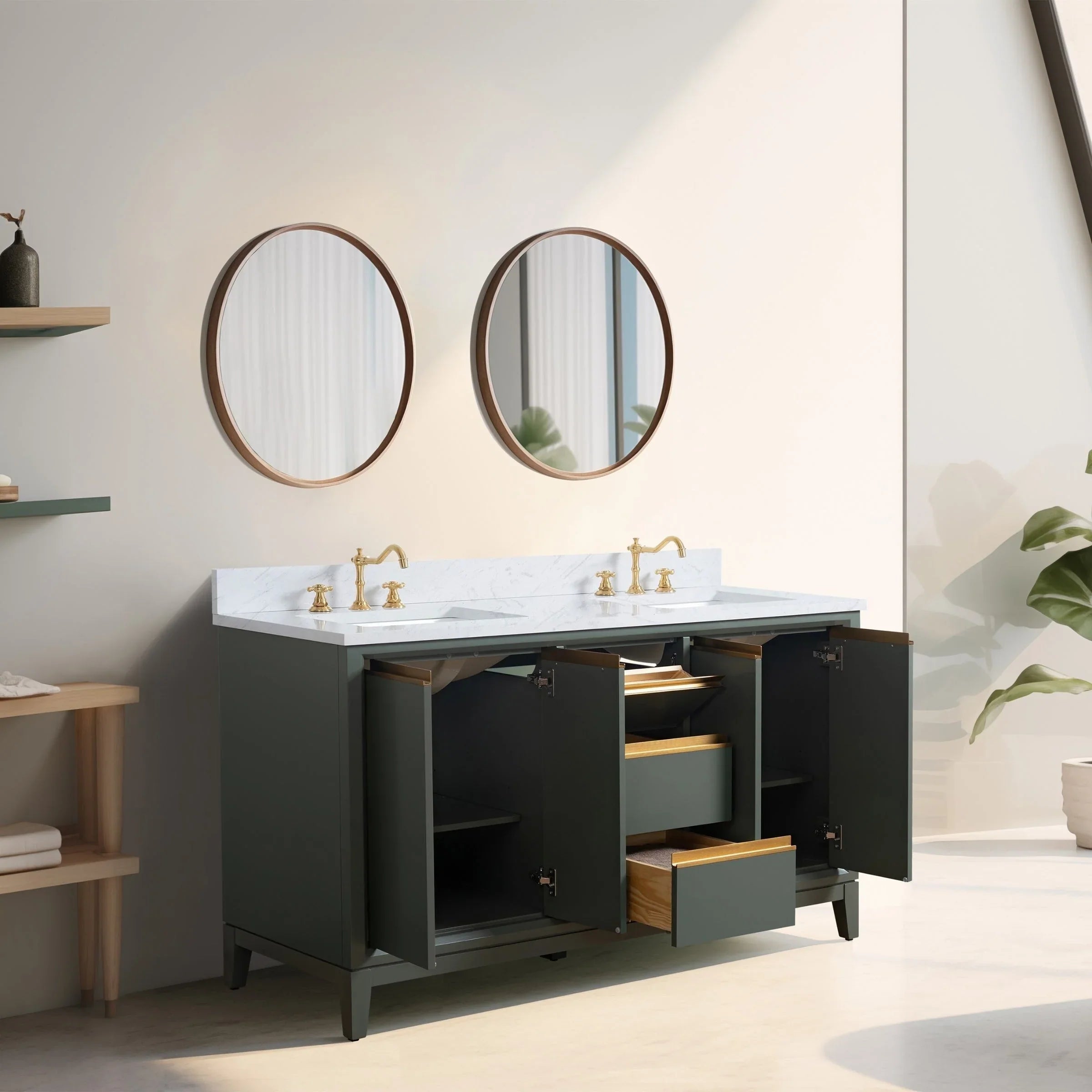 Meuble-lavabo Vanity Art avec évier en céramique et dessus en marbre reconstitué