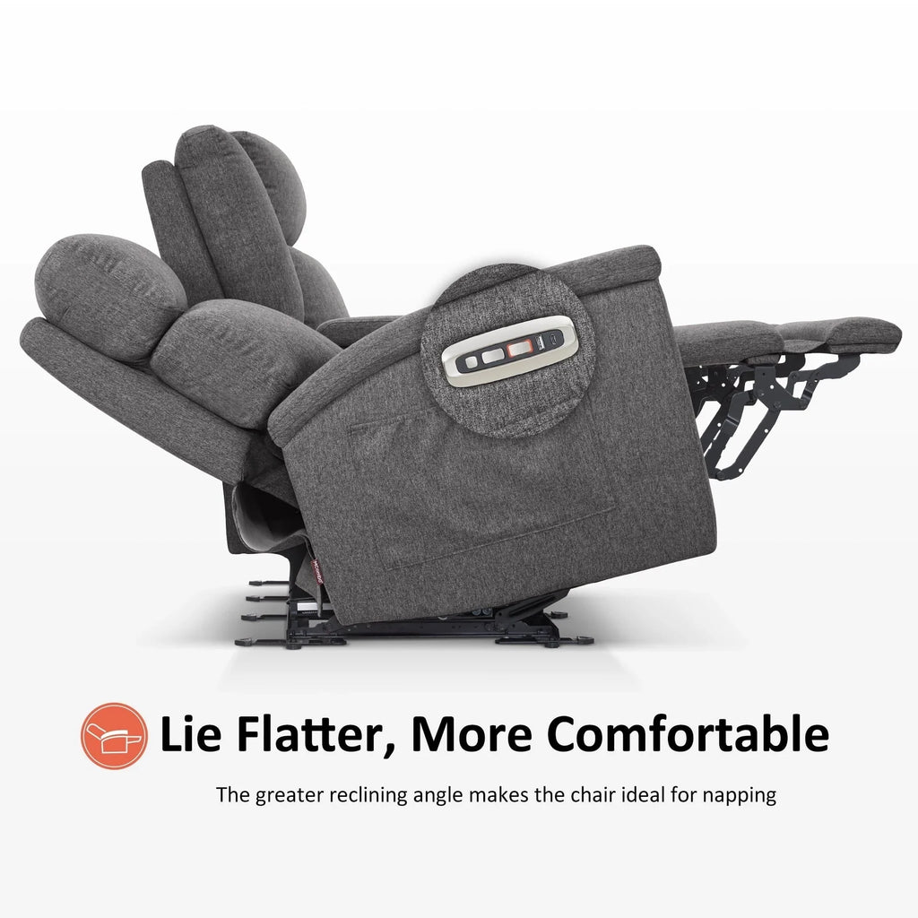 Canapé inclinable électrique MCombo 60,2 po avec massage et double chauffage, appuie-tête réglable, ports USB et Type C, tissu