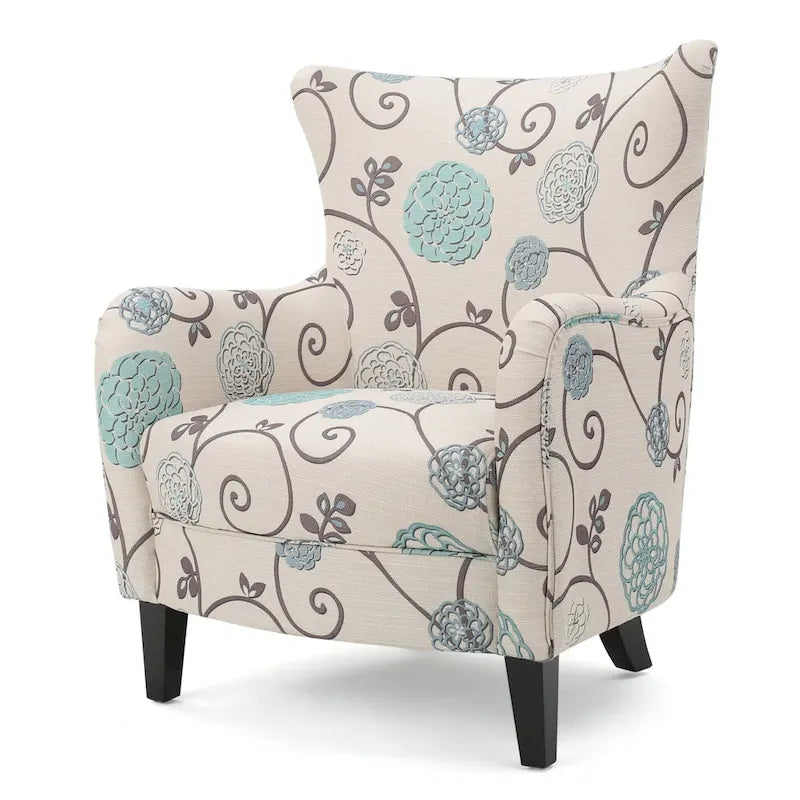 Fauteuil rembourré à dossier haut avec pieds en bois Modern Retro 30.25 pour le salon