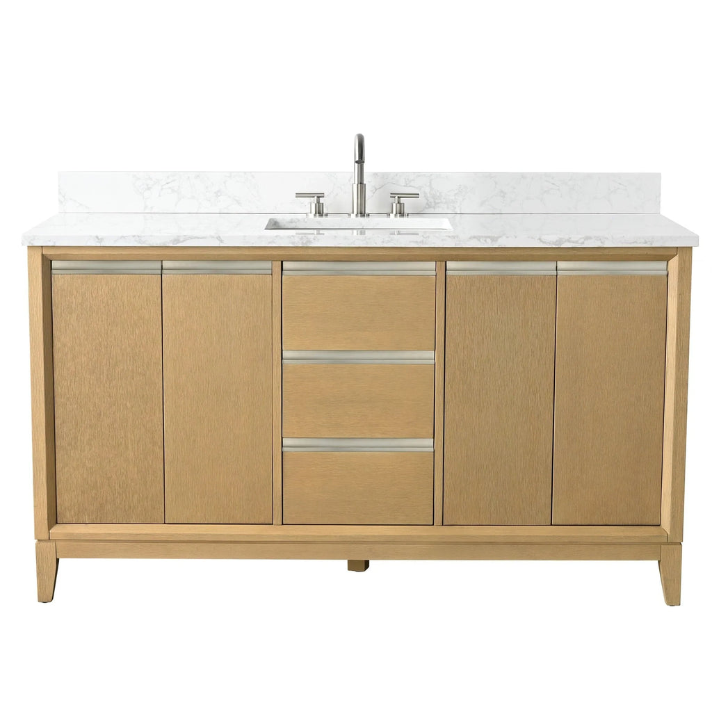 Meuble-lavabo Vanity Art avec évier en céramique et dessus en marbre reconstitué